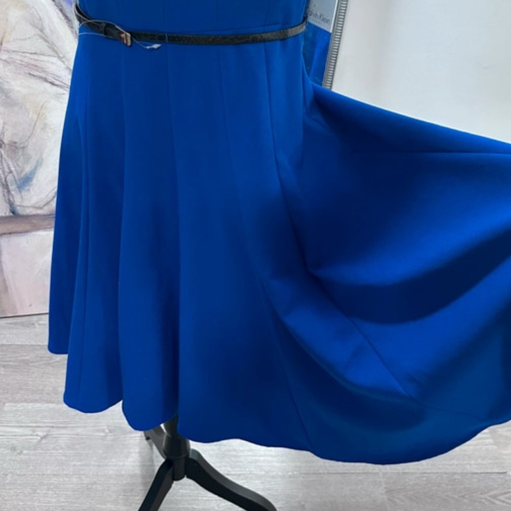 Calvin Klein Royal Blue Cap Sleeve Midi Dress - Picture 4 of 8